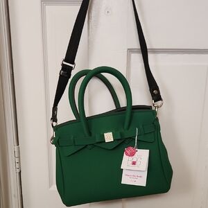 My Bag Green Bow-Front Crossbody Satchel With Removable Shoulder Strap